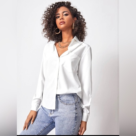 Nailea X SHEIN Patch Pocket Button Front Solid Shirt -NWT - Picture 4 of 6